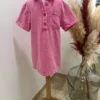 Robe en jean enfant fille rose – Col chemise | Dream By C