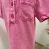 Robe en jean enfant fille rose – Col chemise | Dream By C