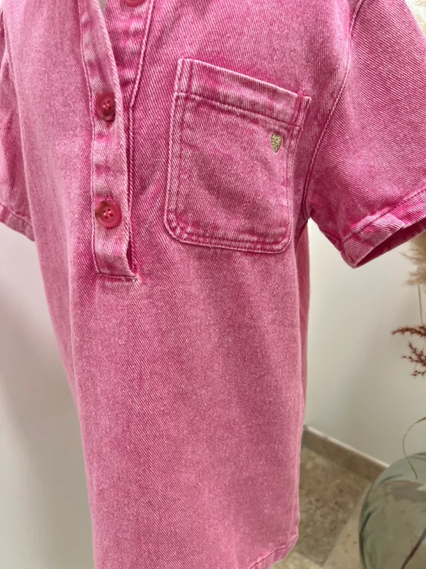 Robe en jean enfant fille rose – Col chemise | Dream By C