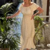 Robe longue bohème femme fleurie – Col bardot | Dream By C
