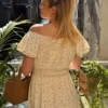 Robe longue bohème femme fleurie – Col bardot | Dream By C