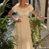 Robe longue bohème femme fleurie – Col bardot | Dream By C