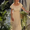 Robe longue bohème femme fleurie – Col bardot | Dream By C