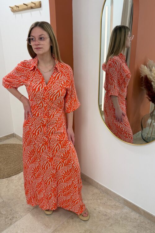 Robe longue femme orange – Motifs B.Young | Dream By C