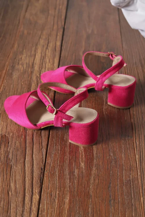 Sandales talon carré femme suédine chic - Dream By C