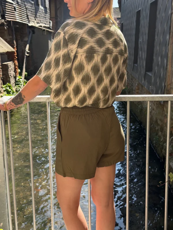 Short fluide femme viscose – Kaki & Noir | Dream By C