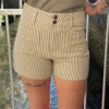 Short rayé femme coton écru kaki – Chic & Élégant | Dream By C