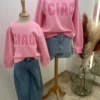 Sweat enfant col rond coton Ciao – Vert & Rose | Dream By C