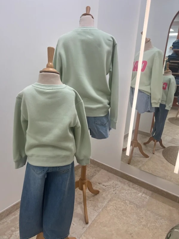 Sweat enfant col rond coton Ciao – Vert & Rose | Dream By C