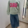 Sweat enfant col rond coton Ciao – Vert & Rose | Dream By C