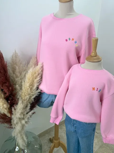 Sweat enfant fille rose coton Mini – Brodé | Dream By C
