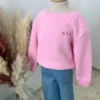 Sweat enfant fille rose coton Mini – Brodé | Dream By C