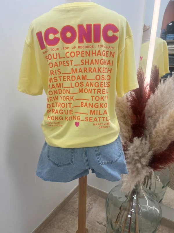 T-shirt jaune femme coton Iconic – Graphique | Dream By C