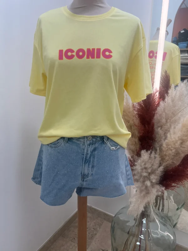 T-shirt jaune femme coton Iconic – Graphique | Dream By C