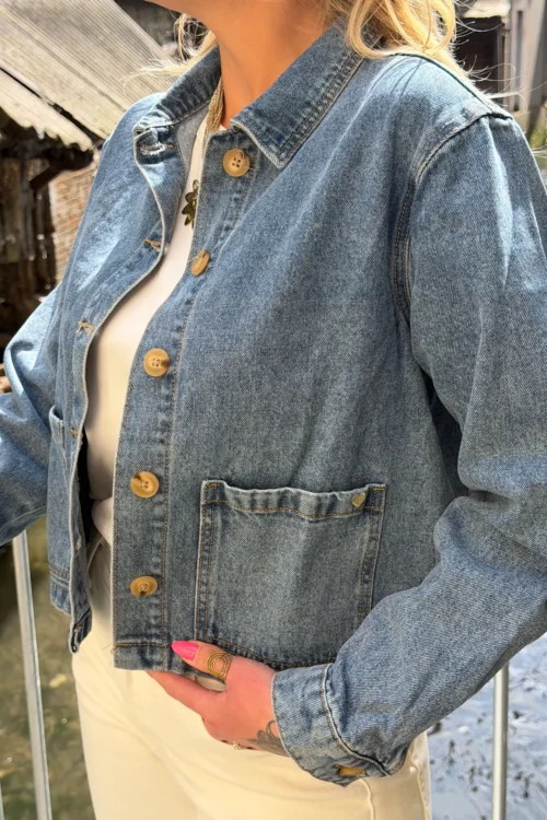 Veste en jean femme oversize – Cœur doré courte | Dream By C