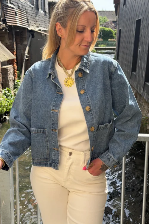Veste en jean femme oversize – Cœur doré courte | Dream By C