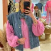 Blouse bohème manches bouffantes rose | Dream By C