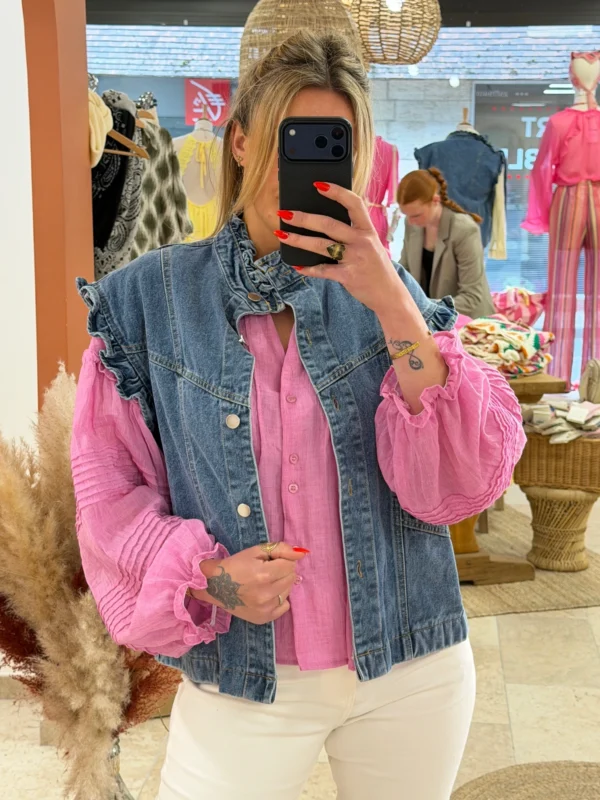 Blouse bohème manches bouffantes rose | Dream By C