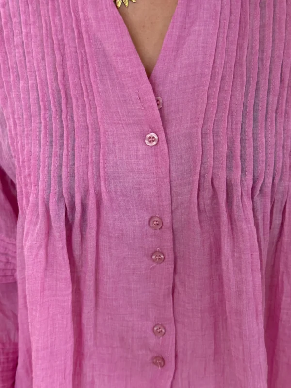 Blouse bohème manches bouffantes rose | Dream By C
