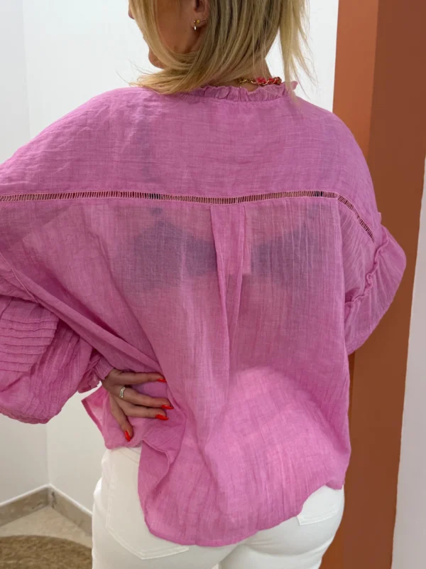 Blouse bohème manches bouffantes rose | Dream By C