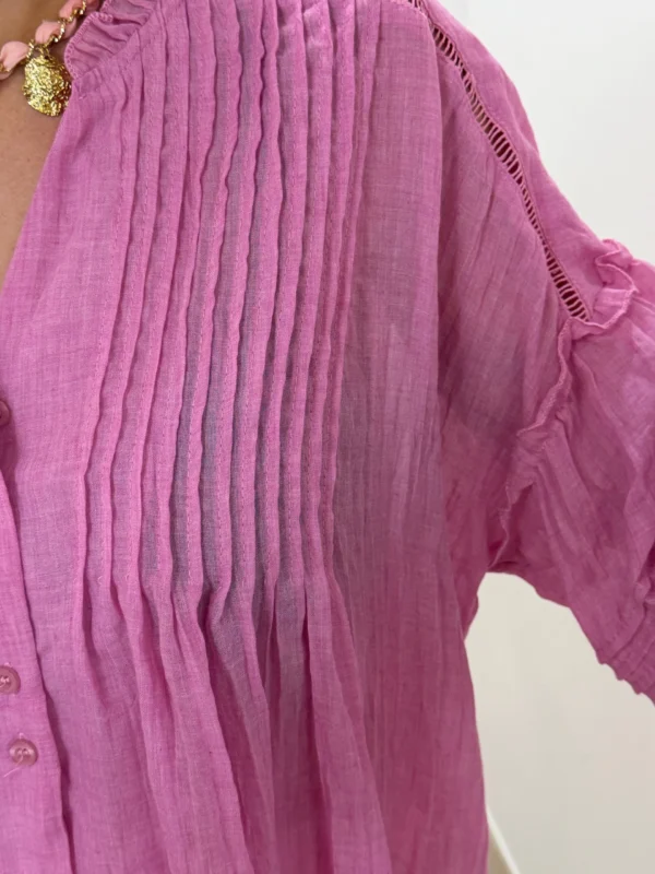 Blouse bohème manches bouffantes rose | Dream By C