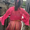 Blouse volants femme fuchsia, fluide et légère | Dream By C