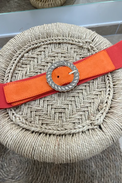 ceinture-brodee-femme-orange-rosace- Ceinture brodée femme tendance orange rosace | Dream By C