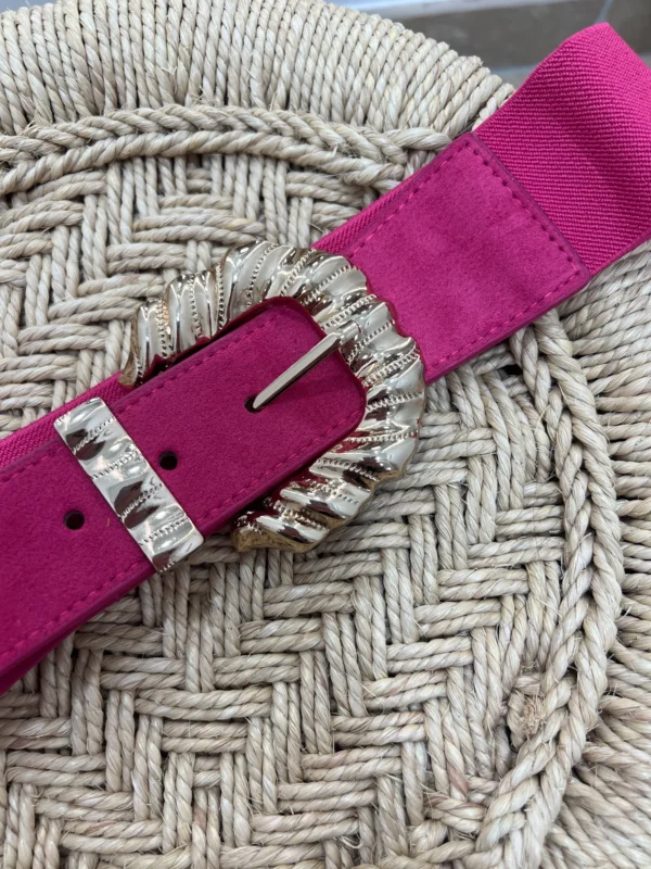 Ceinture fuchsia femme grosse boucle dorée reflet | Dream By C