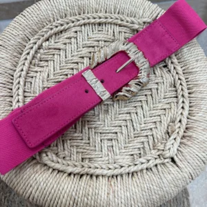 Ceinture fuchsia femme grosse boucle dorée reflet | Dream By C