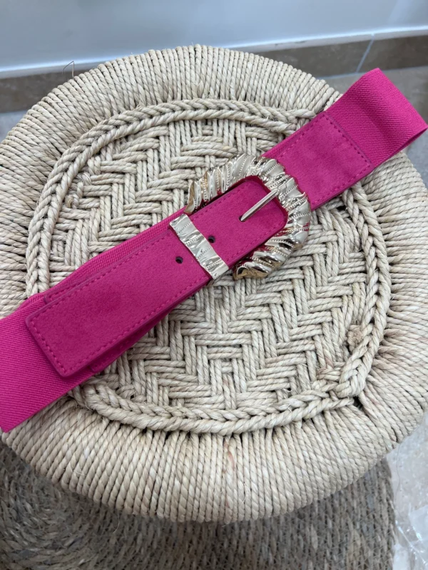 Ceinture fuchsia femme grosse boucle dorée reflet | Dream By C