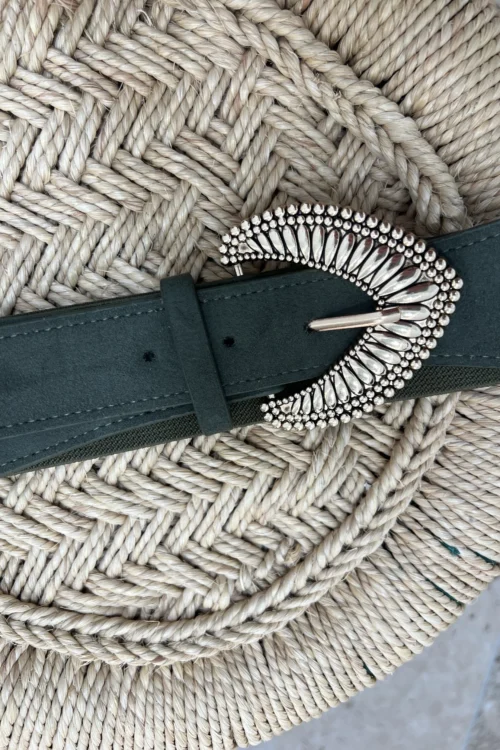 Ceinture kaki femme tendance boucle triangle motifs | Dream By C