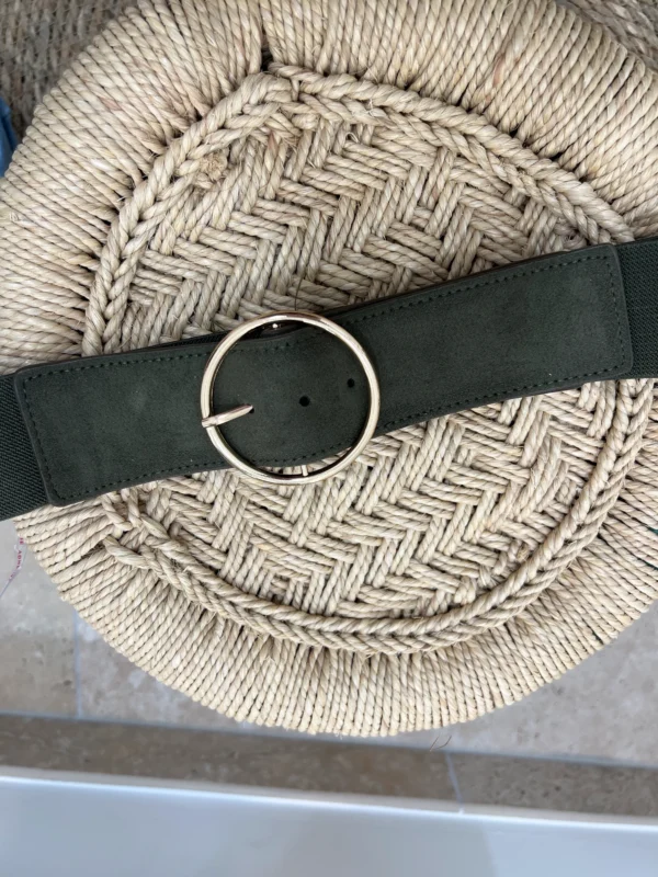 Ceinture olive femme élégante boucle dorée ronde | Dream By C