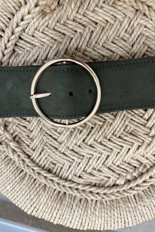 Ceinture olive femme élégante boucle dorée ronde | Dream By C