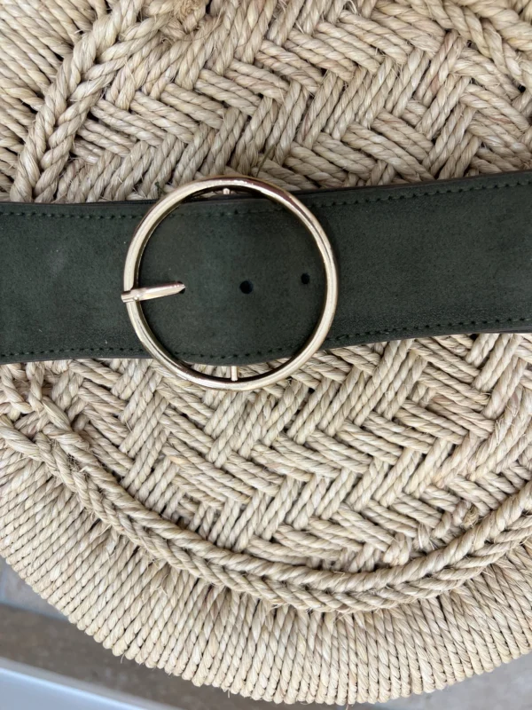 Ceinture olive femme élégante boucle dorée ronde | Dream By C