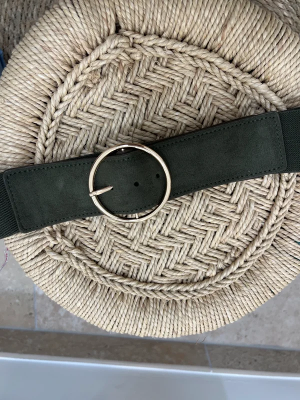 Ceinture olive femme élégante boucle dorée ronde | Dream By C