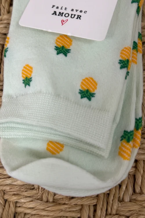 Chaussettes ananas femme vertes motif tropical | Dream By C
