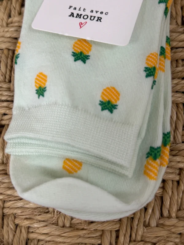 Chaussettes ananas femme vertes motif tropical | Dream By C