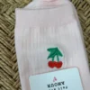 Chaussettes cerises femme rose pâle brodées | Dream By C