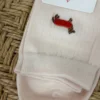 Chaussettes teckel femme brodé rose pâle côtelées | Dream By C