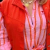 Chemise gaze coton femme rayée rose orange | Dream By C