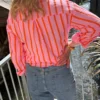 Chemise gaze coton femme rayée rose orange | Dream By C
