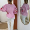 Chemise manches bouffantes femme rayures rose | Dream By C