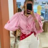 Chemise manches bouffantes femme rayures rose | Dream By C