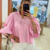 Chemise manches bouffantes femme rayures rose | Dream By C