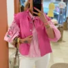Chemise manches bouffantes femme rayures rose | Dream By C