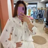 Chemisier fleuri grande taille coton gaze blanc brodé | Dream By C