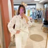Chemisier fleuri grande taille coton gaze blanc brodé | Dream By C