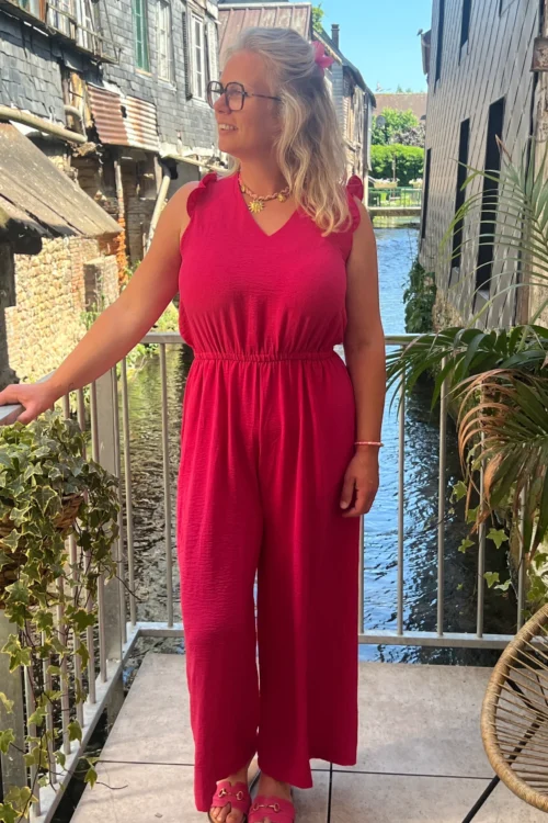 combinaison-femme-grande-taille-ete-fluide-fuchsia-marine- Combinaison femme grande taille été fluide | Dream By C