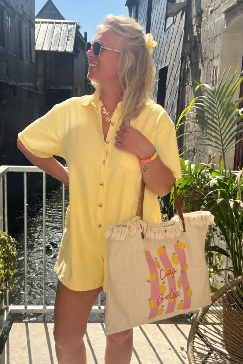 Combinaison short coton – Jaune, Fuchsia & Rouge - Dream By C