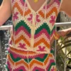 Gilet crochet femme sans manche col V boutonné | Dream By C